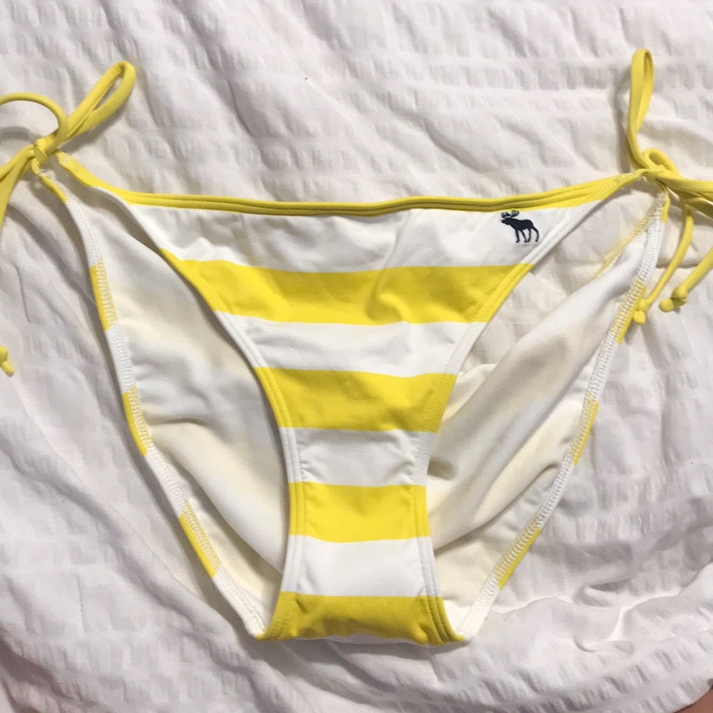 Bright Yellow & White Striped Bikini Bottoms